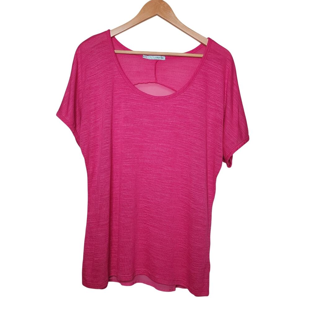 🌻3 for $18 Maurices Pink Sheer Back Short Sleeve T Shirt Women's Size XL